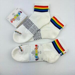 2-Pairs Bombas Bee Proud Quarter Pride Rainbow Socks White